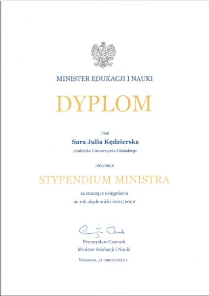 dyplom Pani Sary